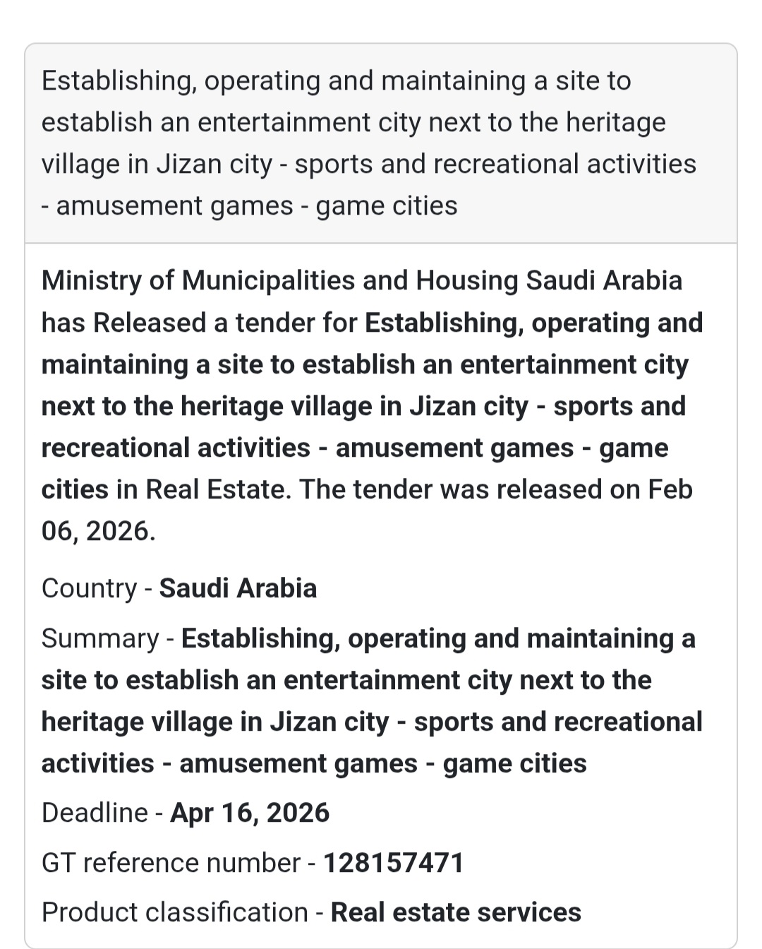 🎡 Entertainment City Project – Jizan