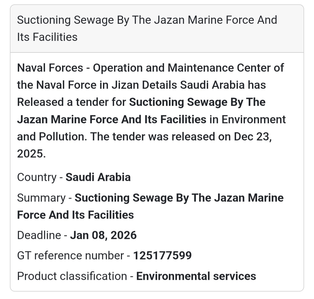 🚛 Environmental Services Tender – Saudi Arabia 🇸🇦