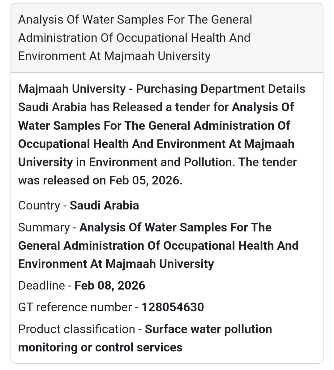 🌍 Environmental & Water Testing Services Analysis of Water Samples – Majmaah University