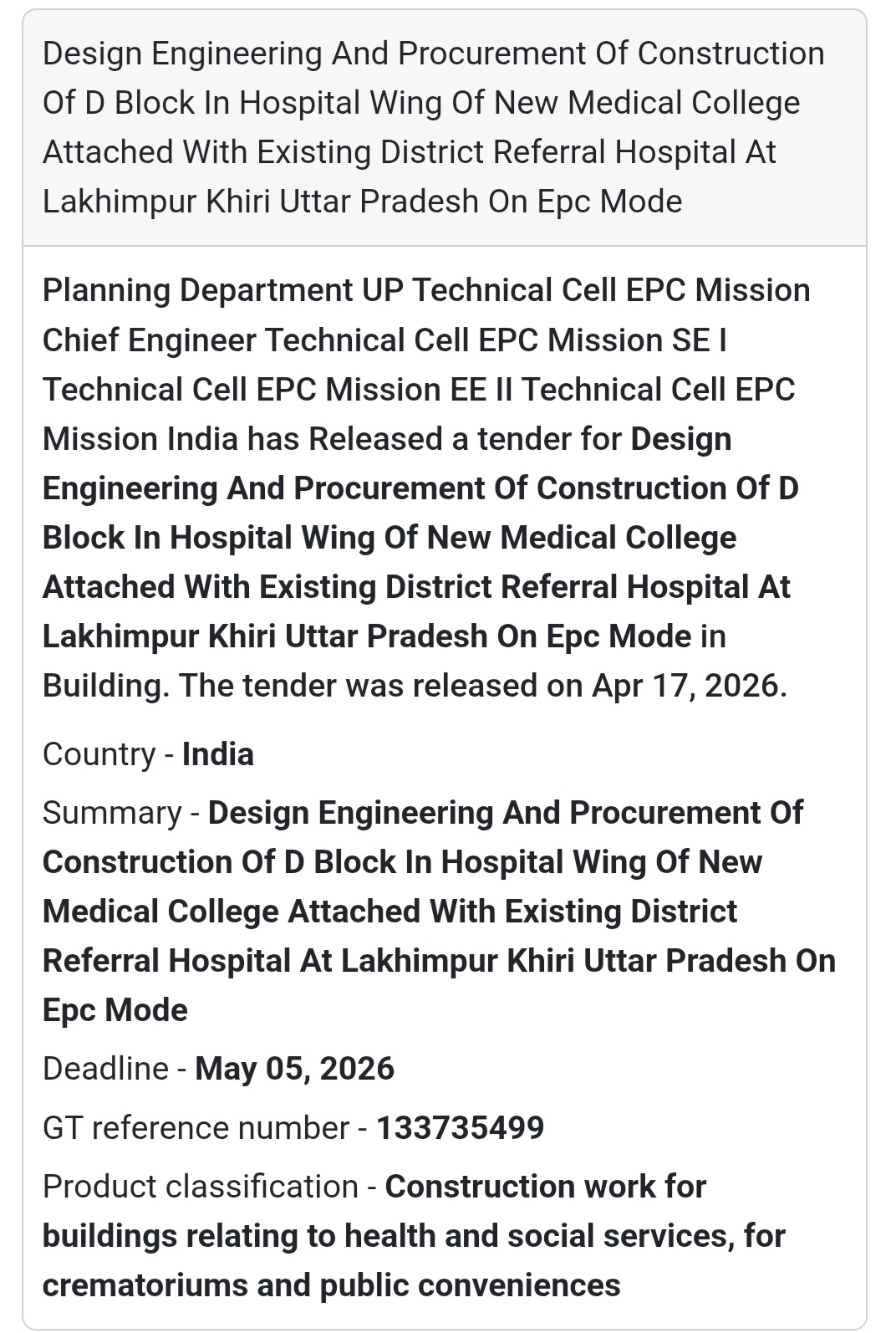 🏥 EPC Hospital Project – Lakhimpur Kheri