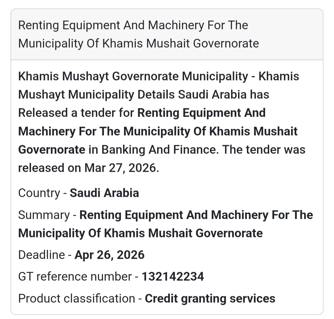🚜🏗️ Equipment Rental Opportunity 🇸🇦 📢 New Tender Alert