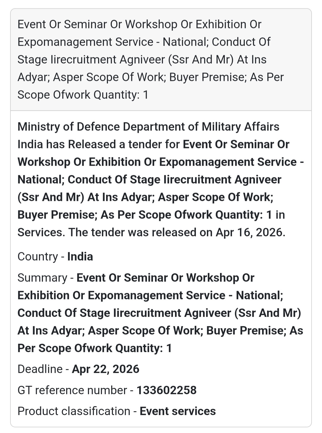 🎤 Event Management Tender | India 🇮🇳