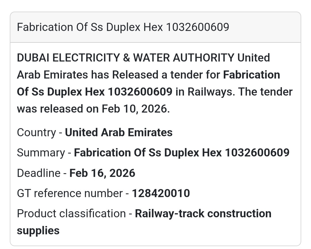 🚆 Fabrication of SS Duplex Hex – UAE