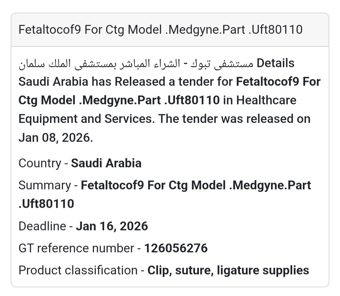 👶 Fetal Monitor (CTG) – Medgyne Part Tender