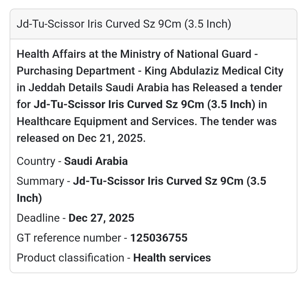 ✂️ Fine Surgical Instruments Tender – Saudi Arabia