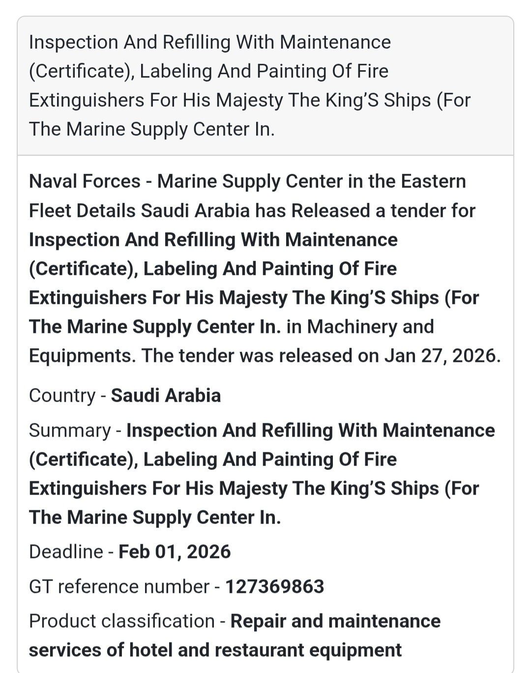 🔥 Fire Extinguisher Inspection & Refilling – Naval Fleet