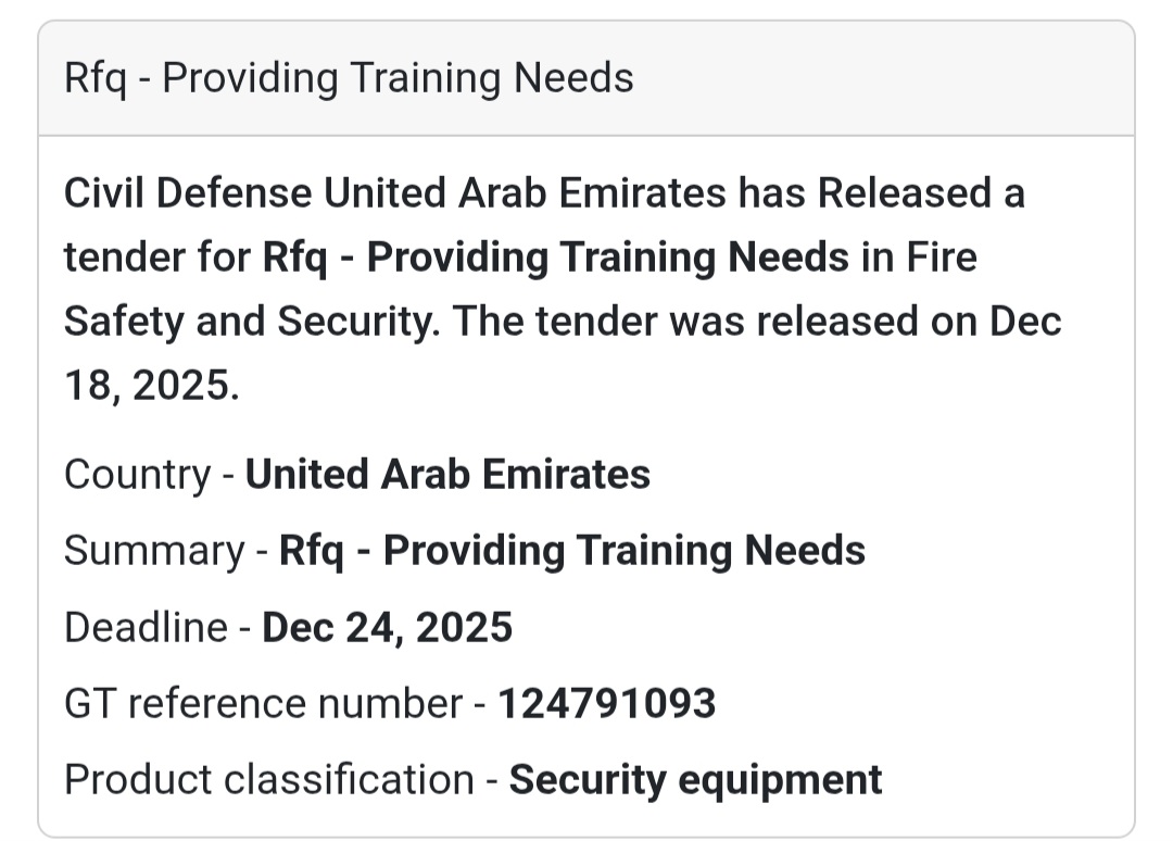 🔔 Fire Safety & Security Tender | United Arab Emirates 🇦🇪