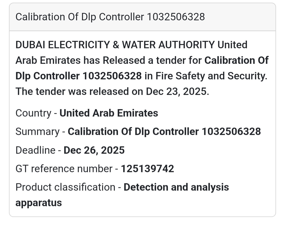 📢 Fire Safety Tender | UAE