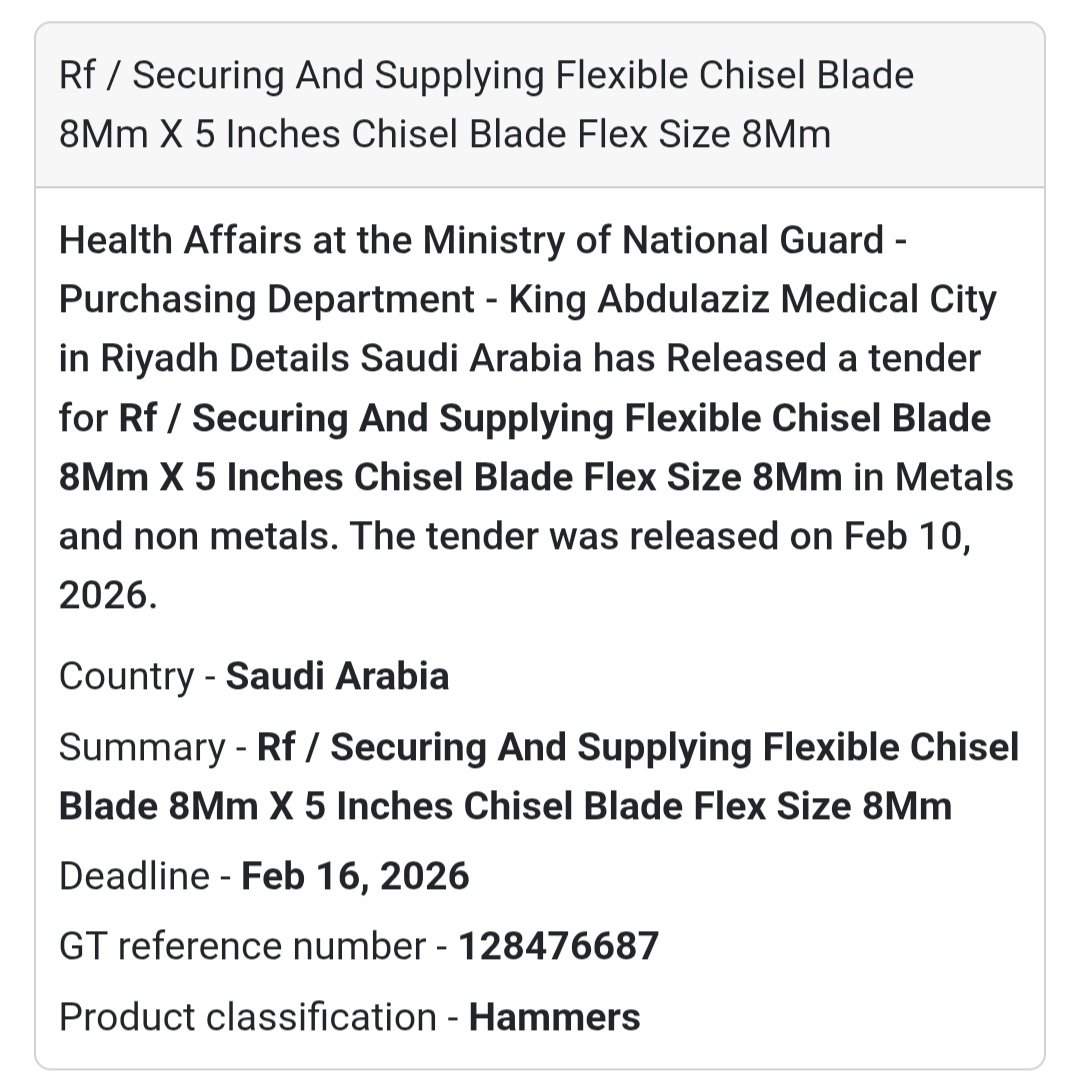 🔨 Flexible Chisel Blade 8mm x 5” Supply