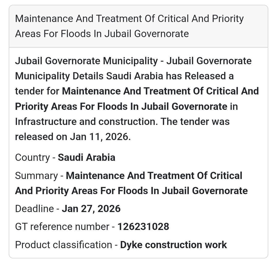 🌊 FLOOD CONTROL & MAINTENANCE – JUBAIL