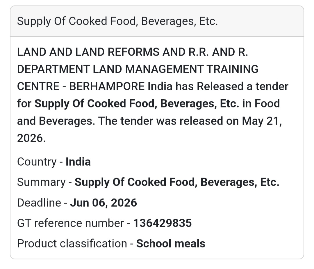 🍱 Food Supply Tender