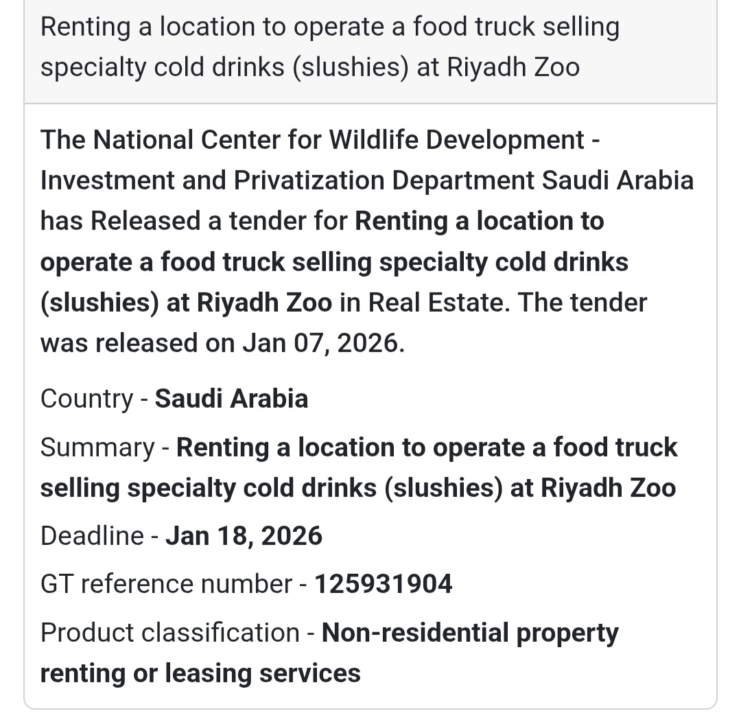 🥤 Food Truck Location – Cold Drinks (Riyadh Zoo)