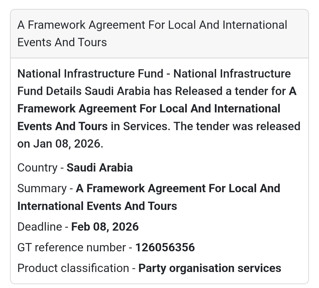🎉 Framework Agreement – Events & Tours