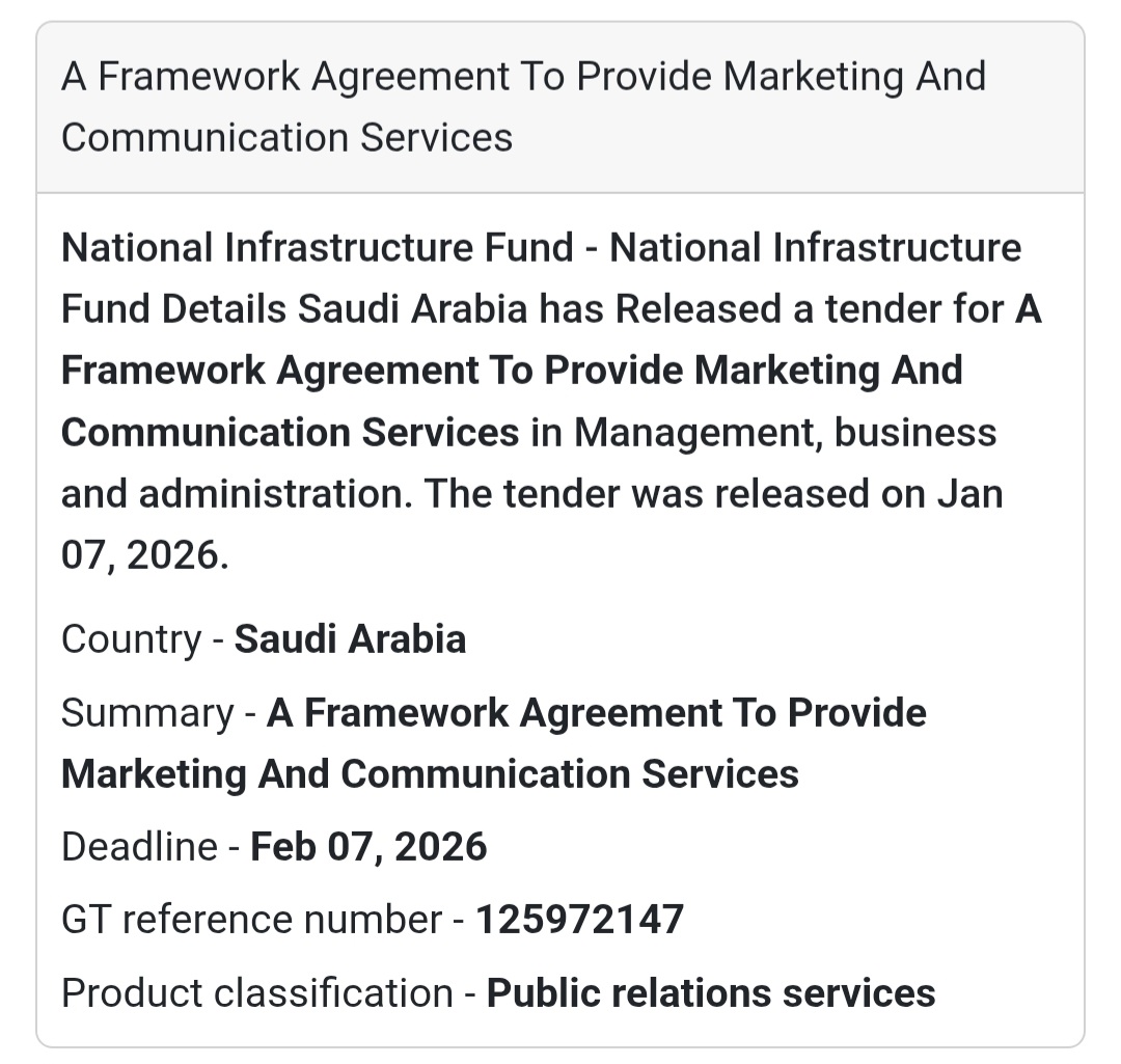 📣 Framework Agreement – Marketing & Communication Services
