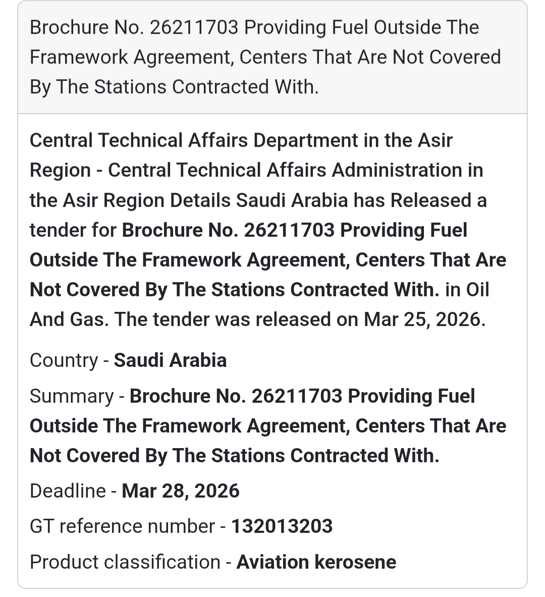 ⛽ Fuel Supply (Outside Framework)