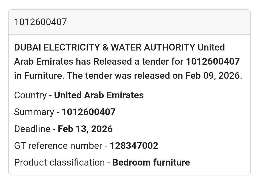 🛏️ Furniture Supply tender
