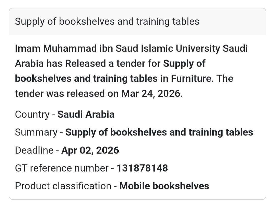 🪑 Furniture Supply Tender