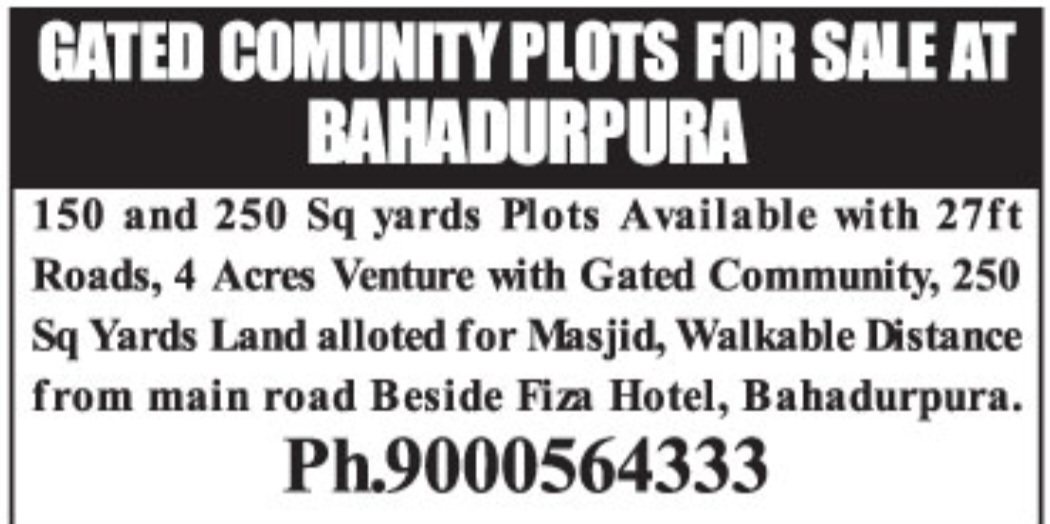 Gated Community Plots for Sale at Bahadurpura!