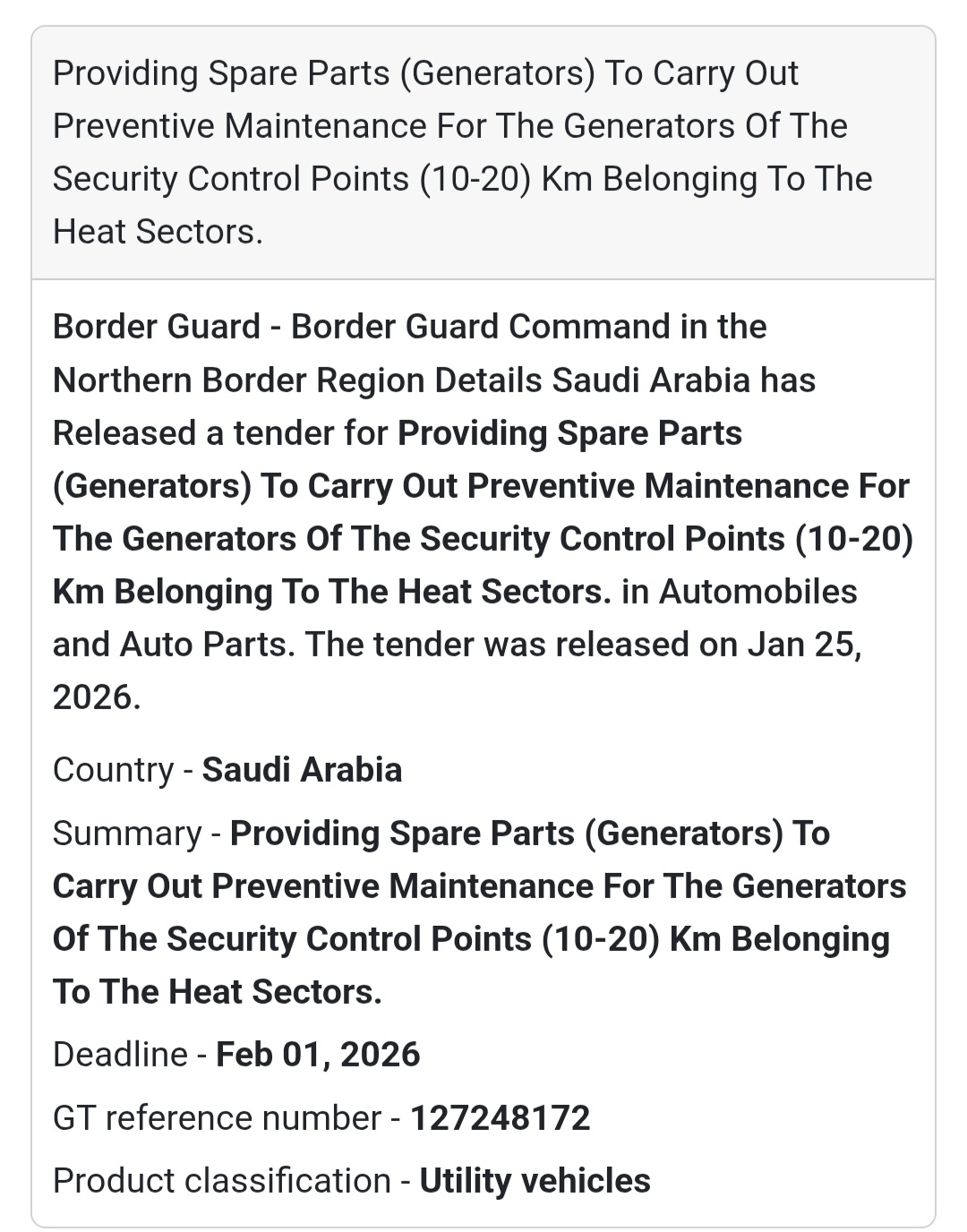 ⚡ Generator Spare Parts – Preventive Maintenance