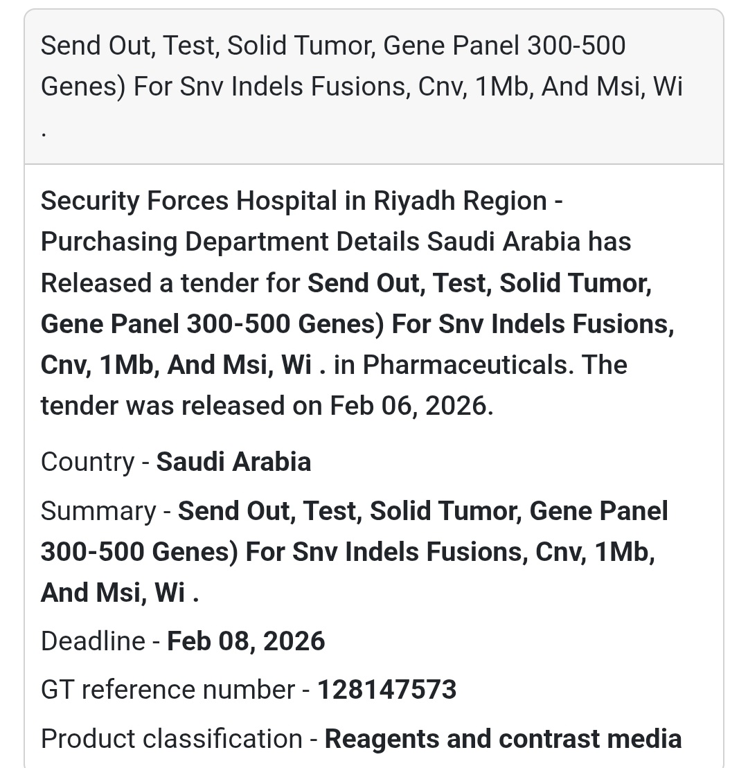 🧬 Genetic Testing Services Tender