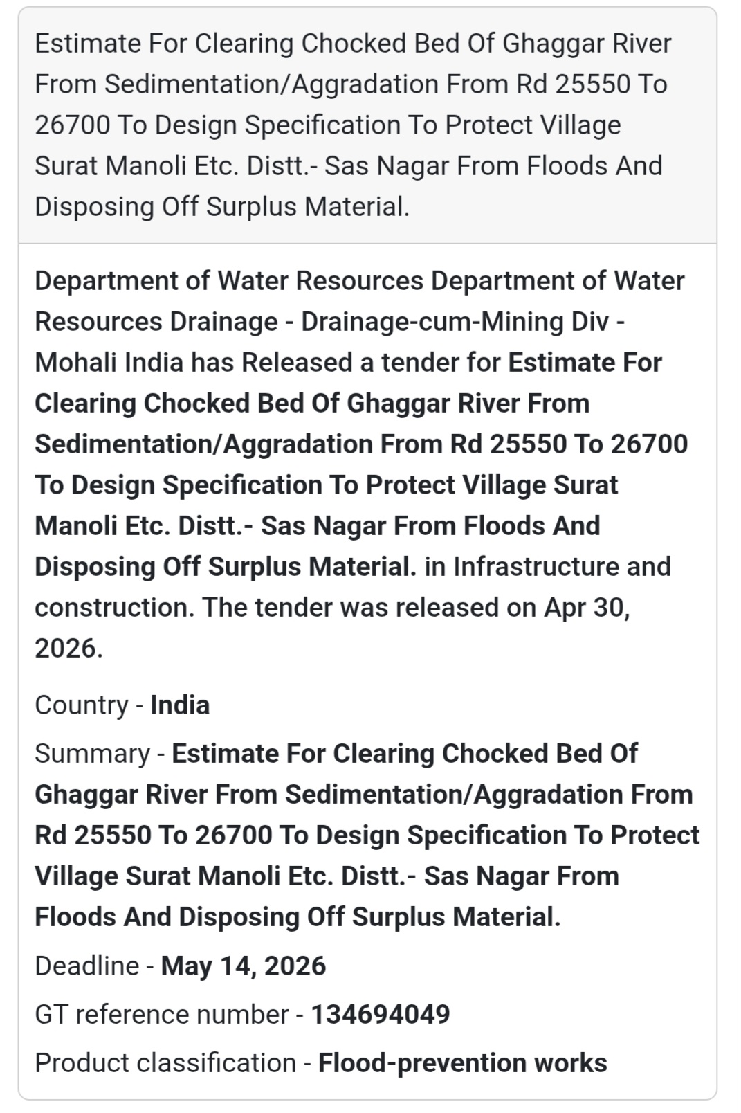 🌊 Ghaggar River Clearing & Flood Protection Project