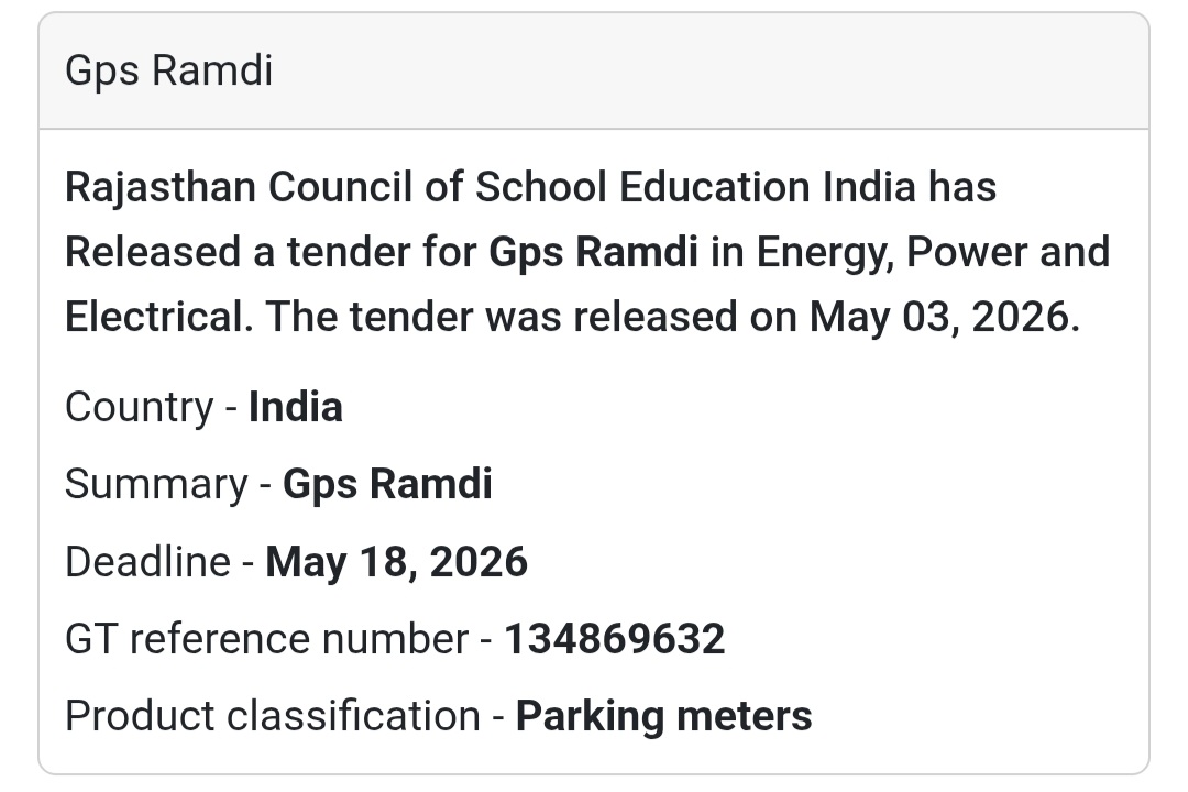 ⚡ GPS Ramdi – Electrical Tender