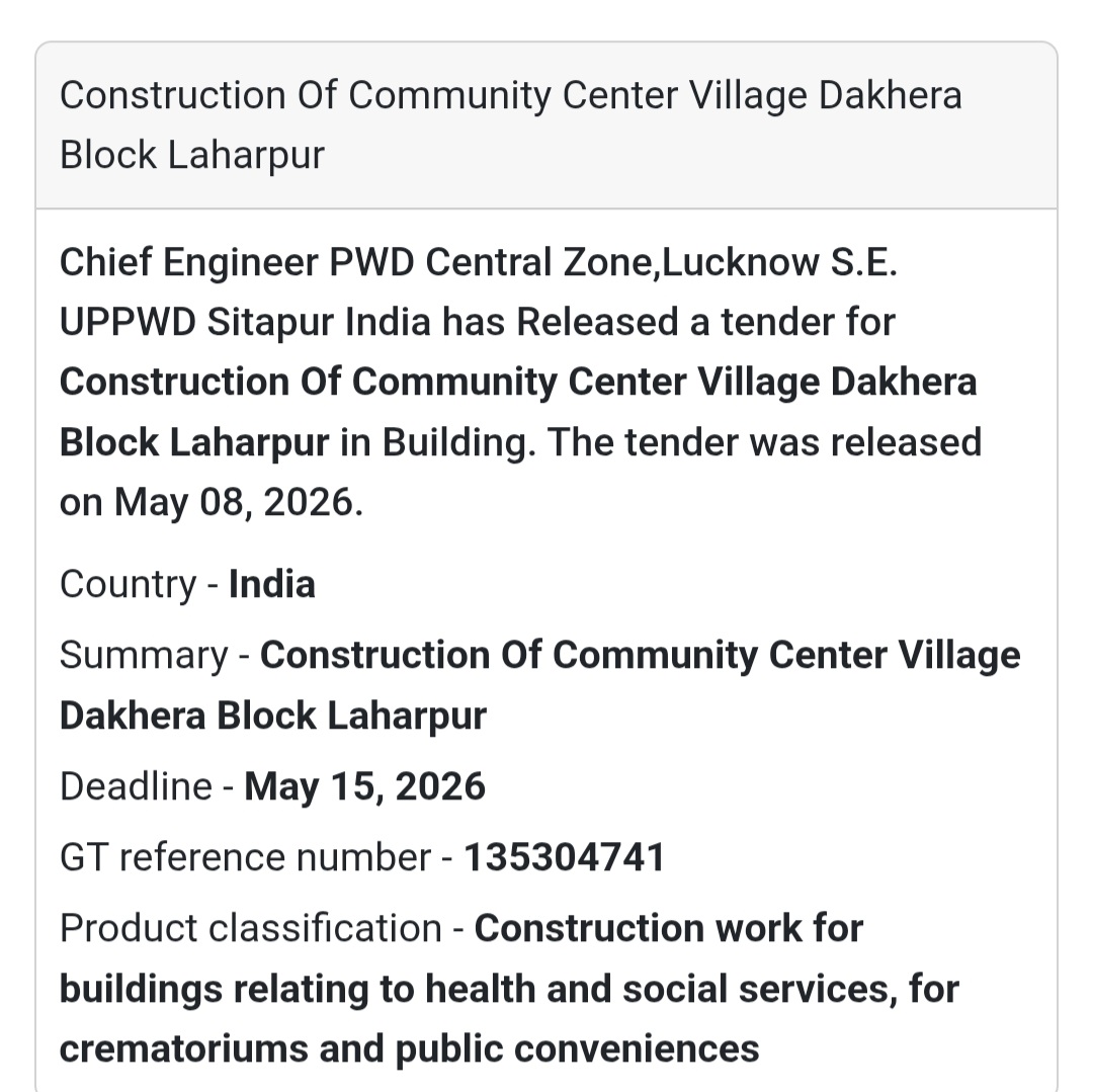 🏢 Heading: Construction Of Community Center At Village Dakhera Block Laharpur