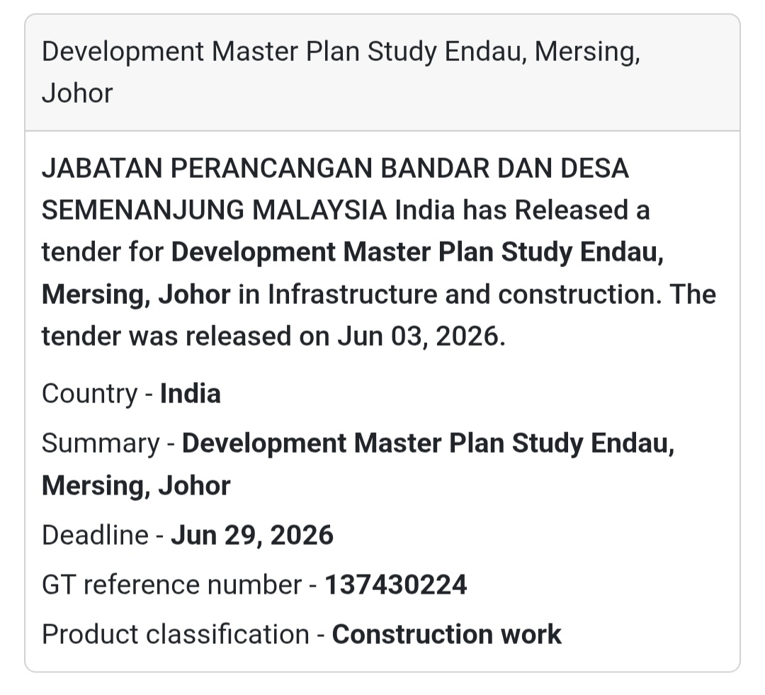 🏙️ Heading: Development Master Plan Study for Endau, Mersing, Johor