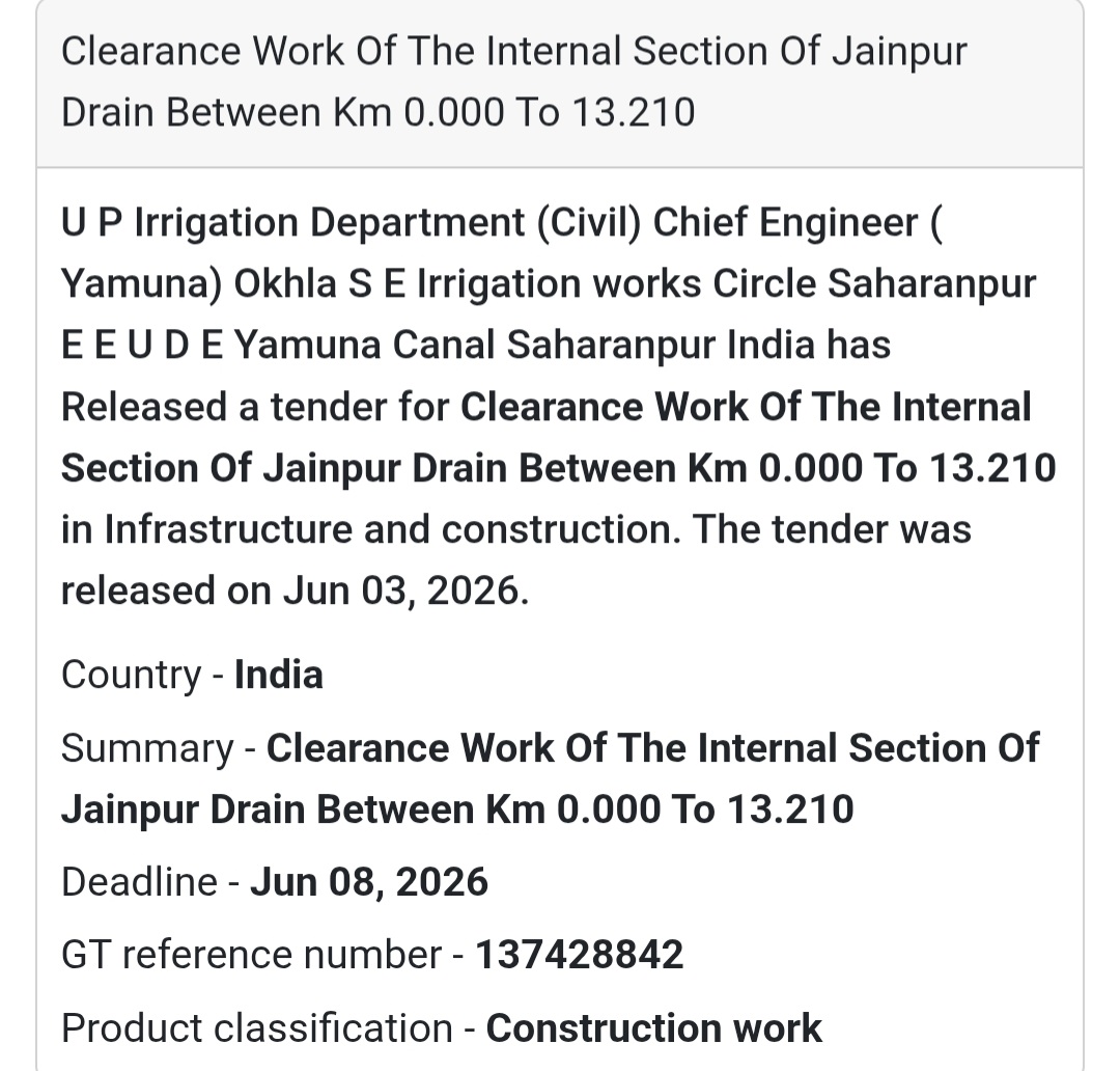 🚜 Heading: Drain Clearance Work – Jainpur Drain Section