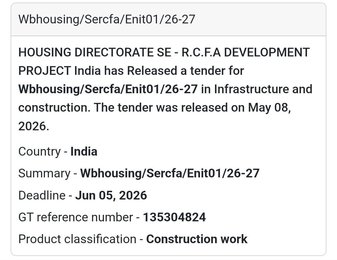 🏢 Heading: Housing Directorate RCFA Development Project Tender