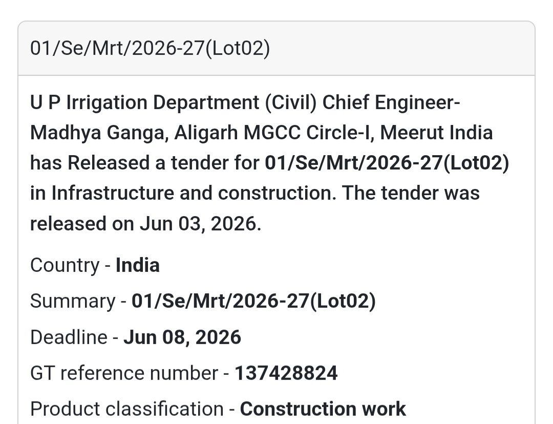 🌊 Heading: Irrigation Department Construction Work (Lot-02)