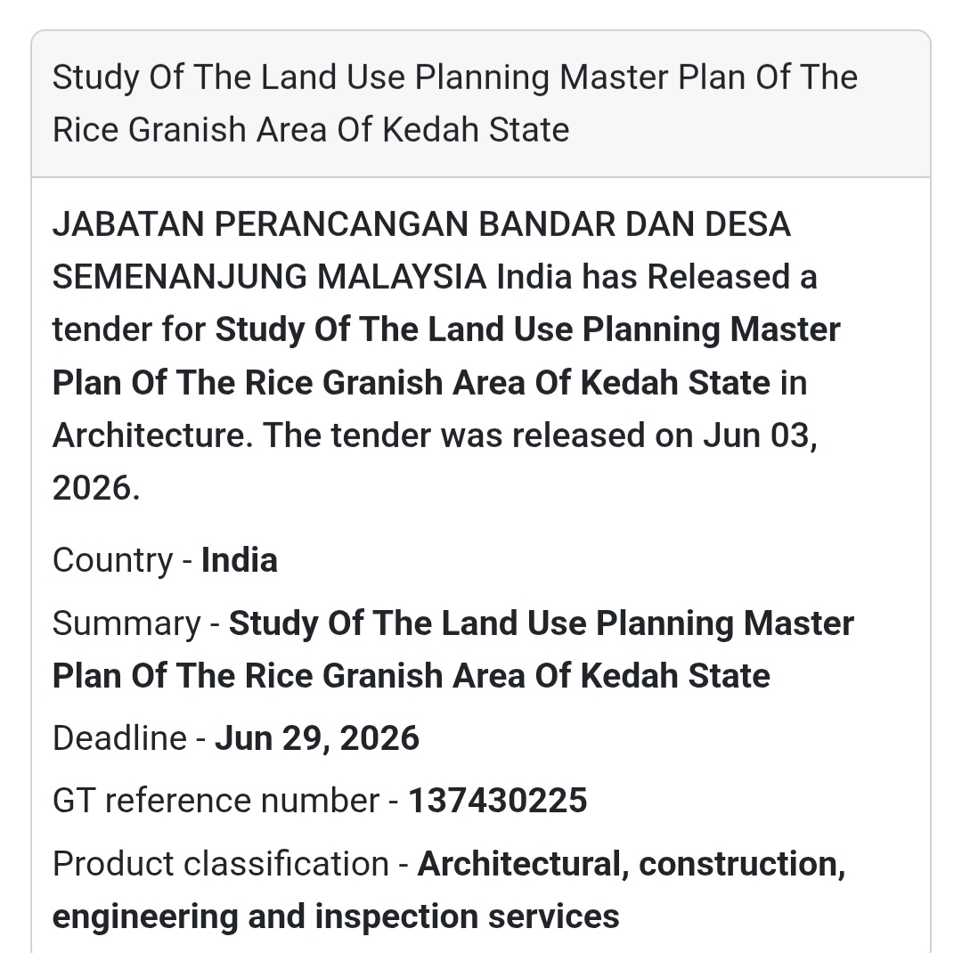 🏙️ Heading: Land Use Planning Master Plan Study for Kedah State