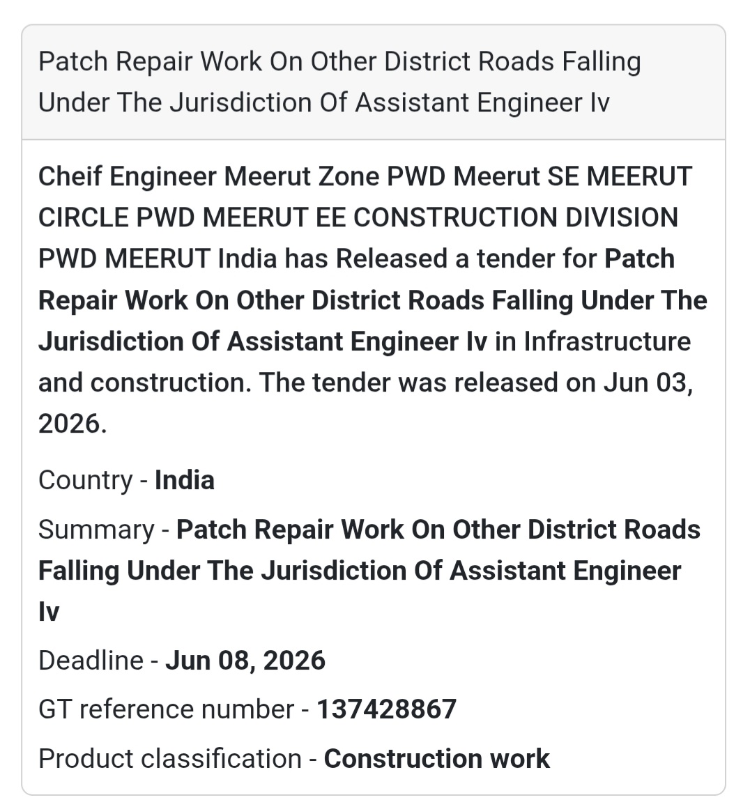 🛣️ Heading: Patch Repair Work on District Roads