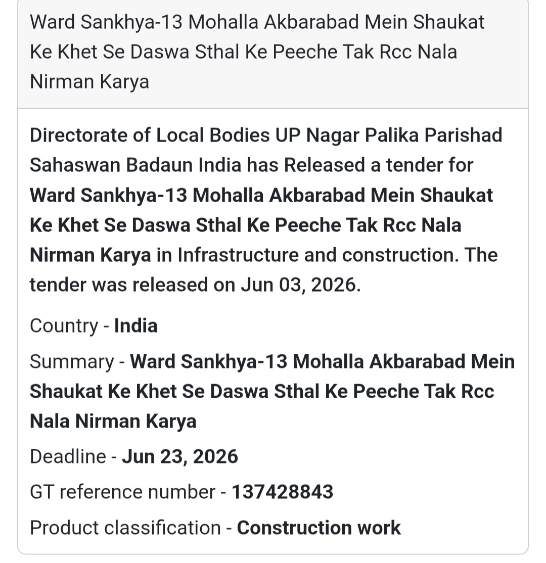 🌧️ Heading: RCC Drain Construction Work in Akbarabad, Sahaswan