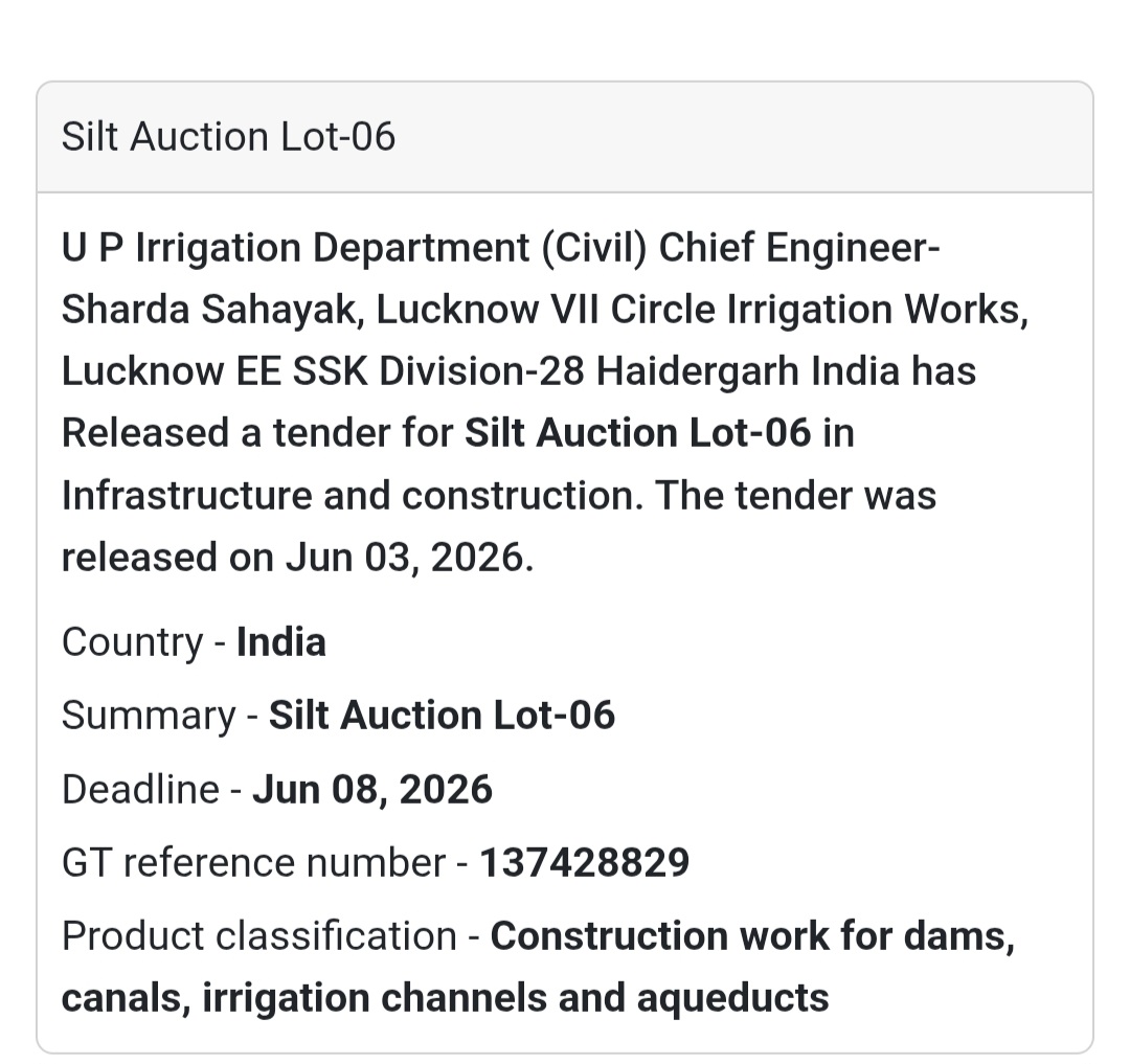 🌊 Heading: Silt Auction Lot-06 – Irrigation Department