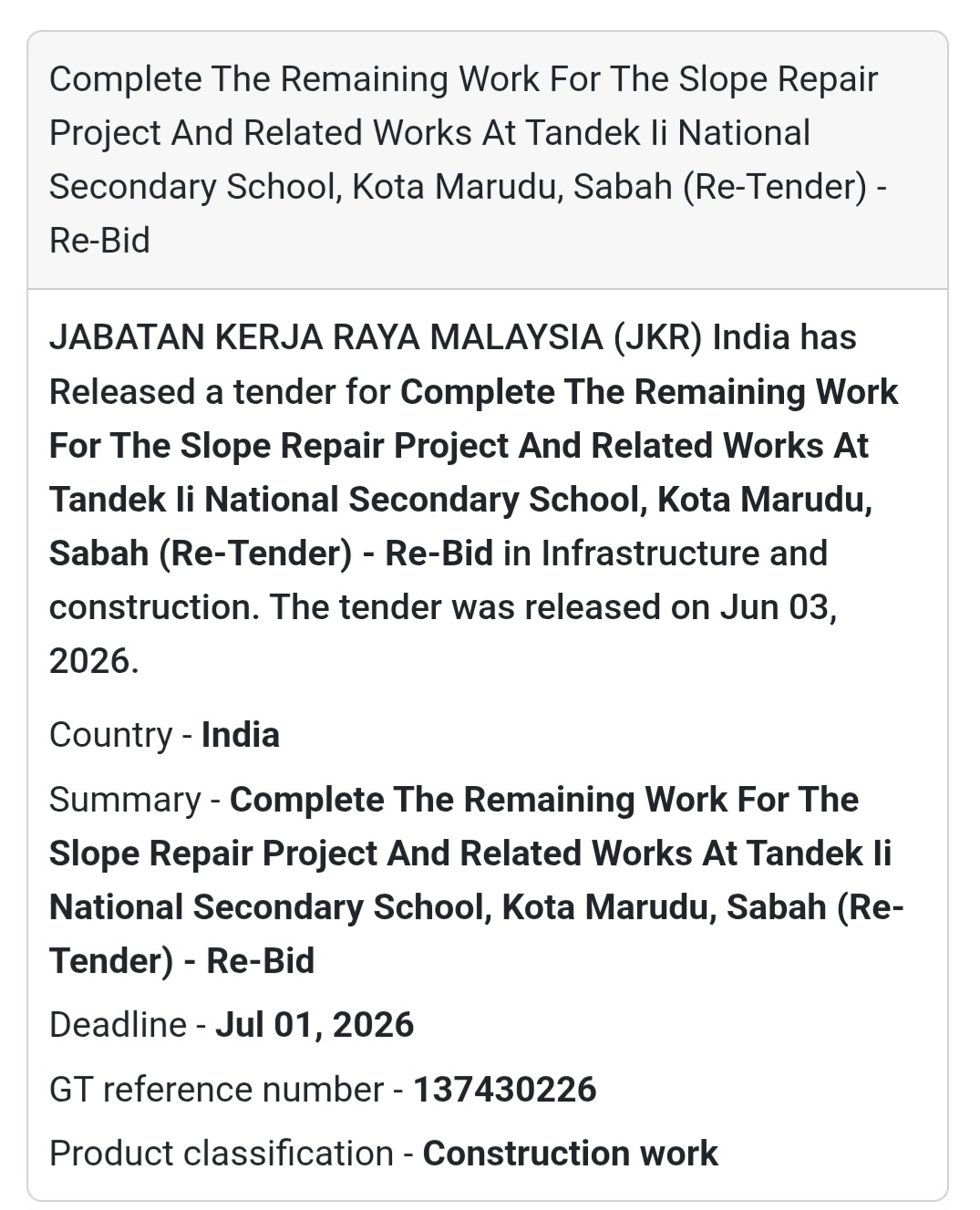 ⛰️ Heading: Slope Repair Project at Tandek Secondary School, Sabah