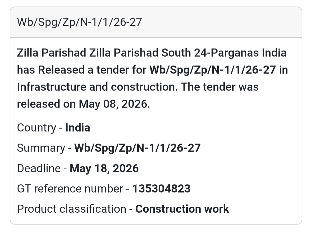 🏗️ Heading: Wb/Spg/Zp/N-1/1/26-27 Infrastructure Tender