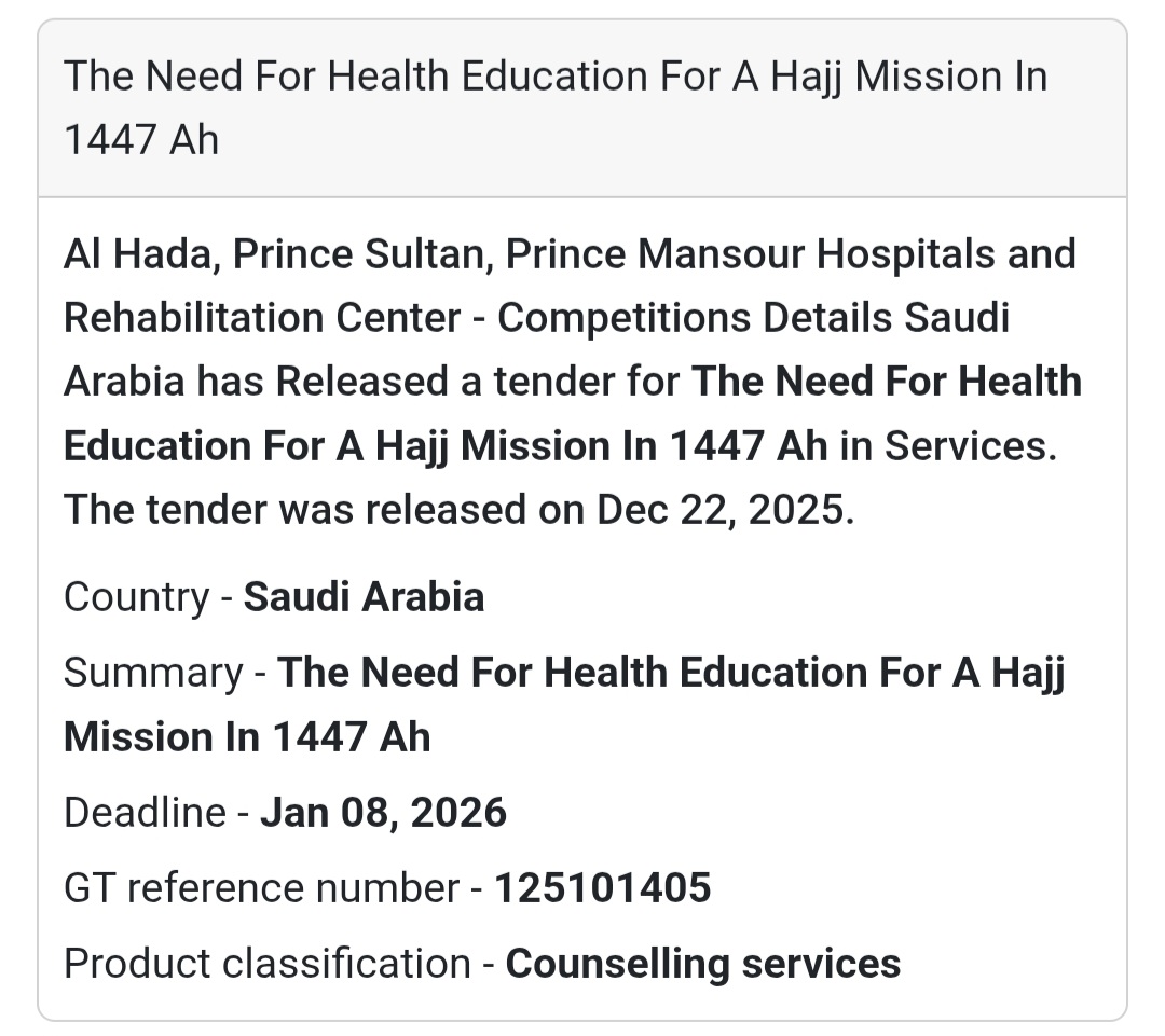 🕋 Health Education Services – Hajj Mission 🇸🇦