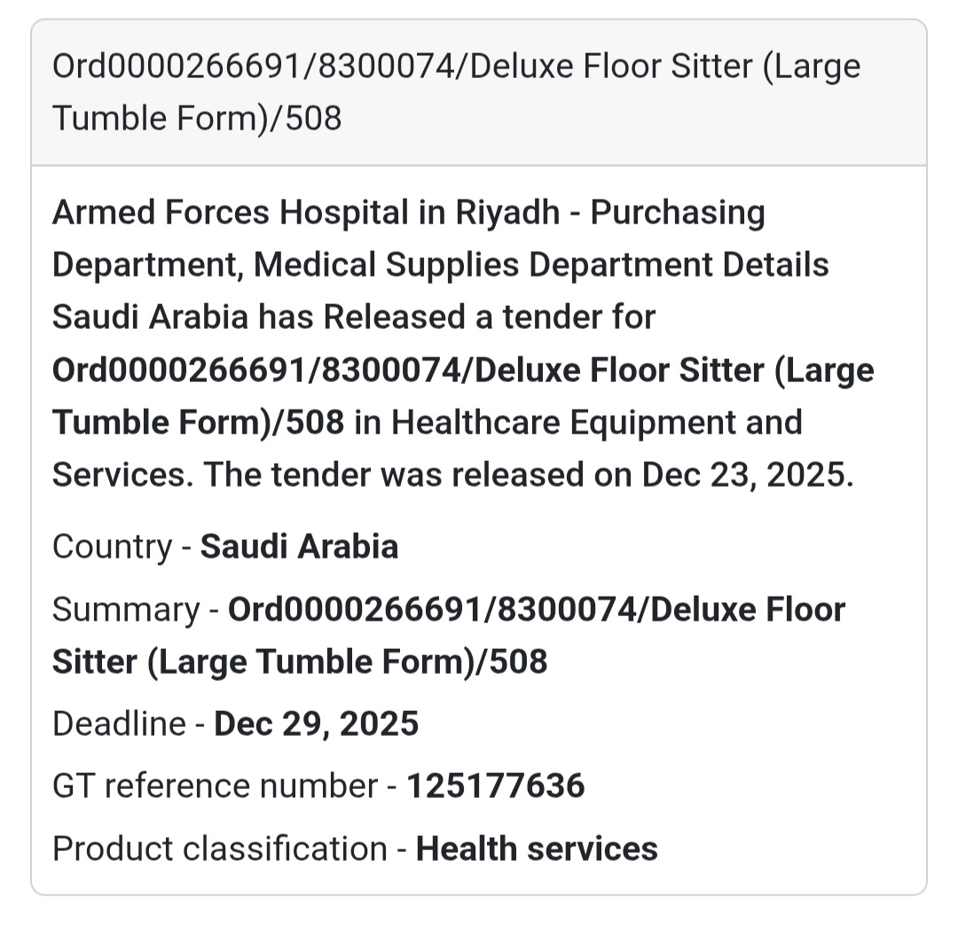🪑 Healthcare Equipment Tender – Saudi Arabia 🇸🇦