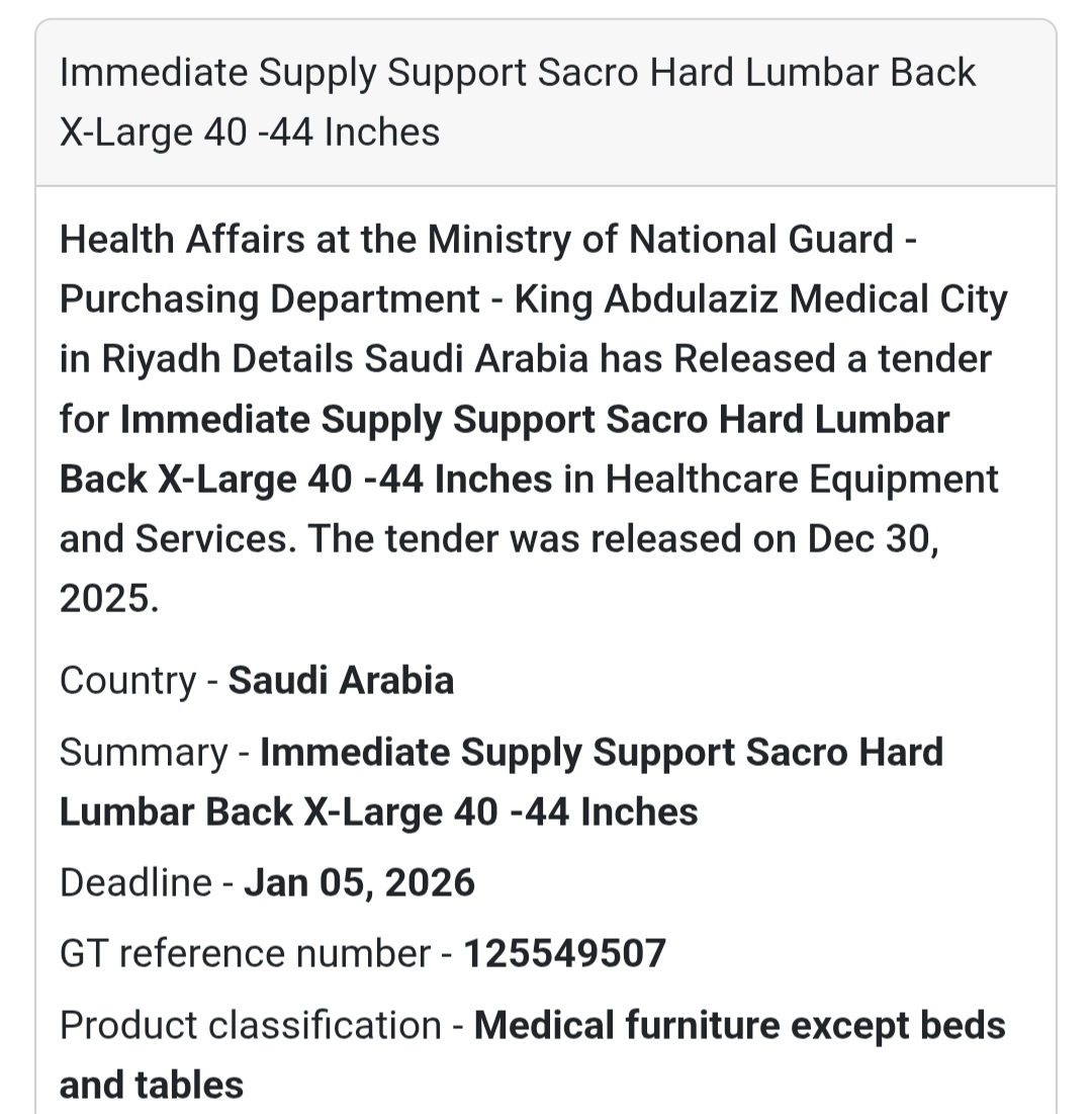 🩺 Healthcare Equipment Tender – Saudi Arabia