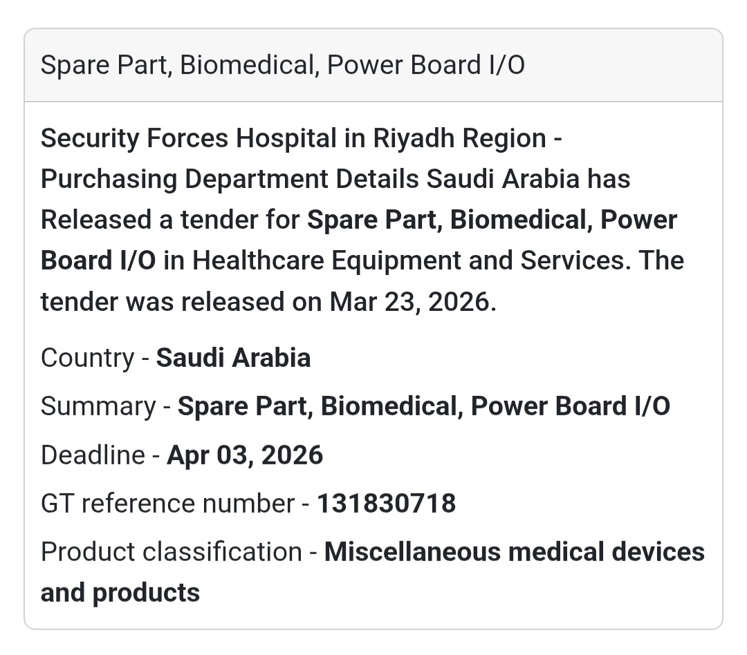 🏥 Healthcare Equipment Tender