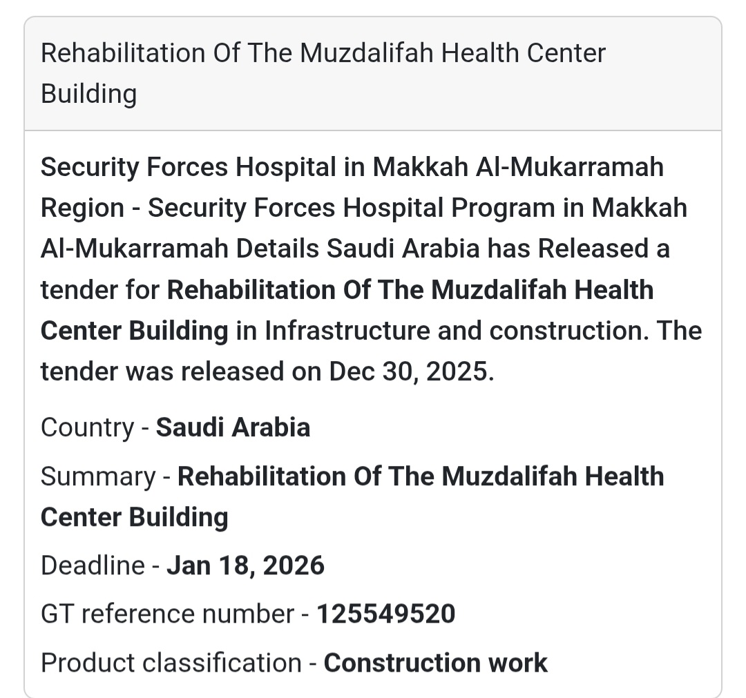 Healthcare Infrastructure Tender