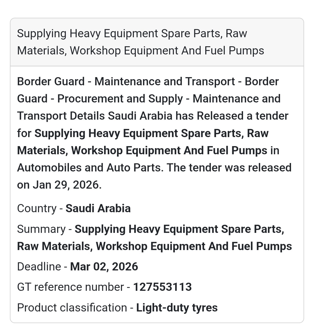 🚜 Heavy Equipment & Spare Parts