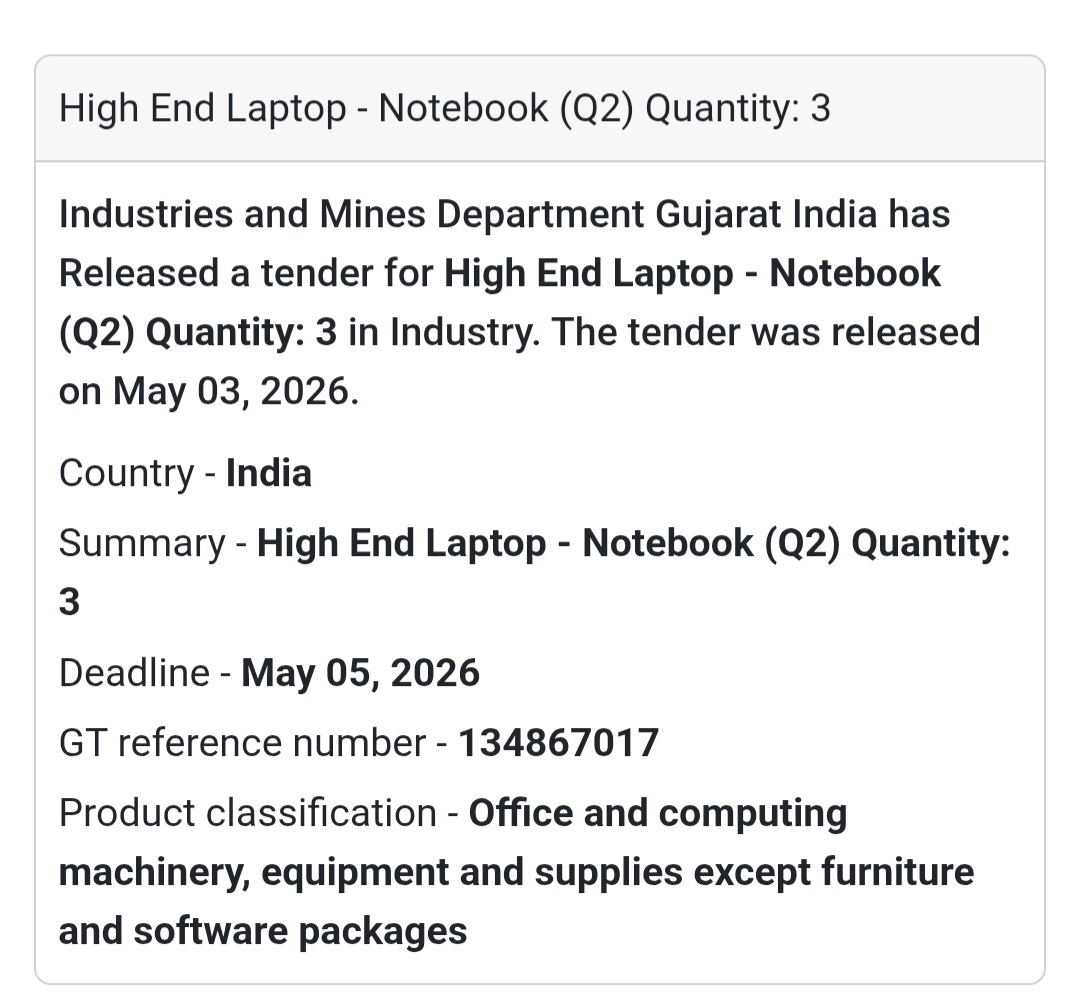 💻 High-End Laptop Tender