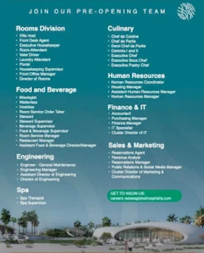 🌊✨ HIRING NOW – RED SEA GLOBAL (Saudi Arabia) ✨🌊