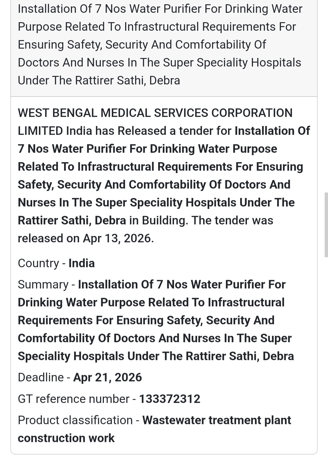 🚰 Hospital Water Purifier Installation – WBMSC