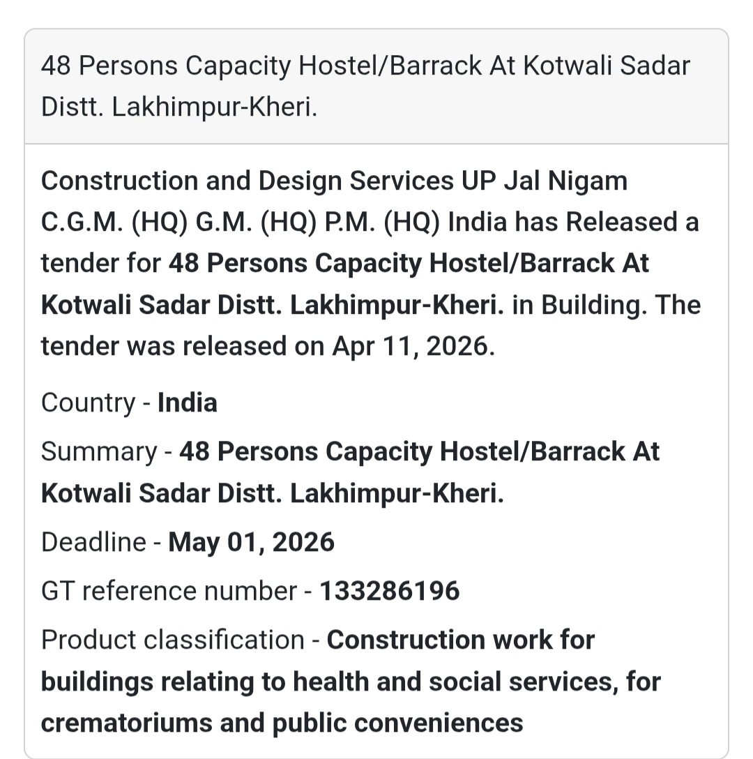 🏢 HOSTEL / BARRACK CONSTRUCTION – LAKHIMPUR KHERI