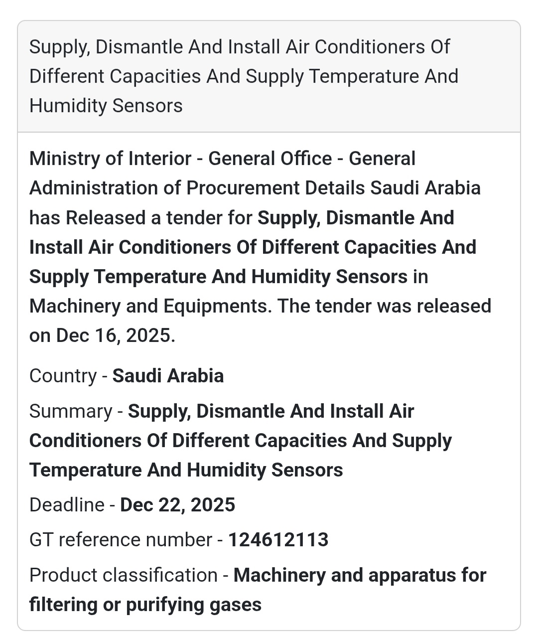 🔔 HVAC & Equipment Tender | Saudi Arabia 🇸🇦