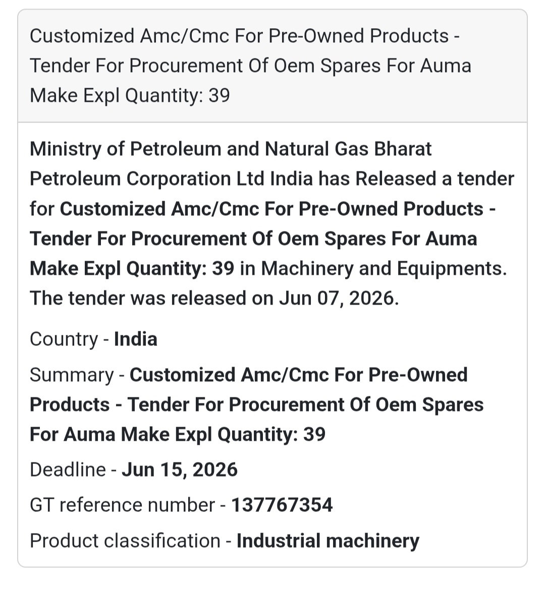📍 India | OEM Spares Procurement for AUMA Equipment