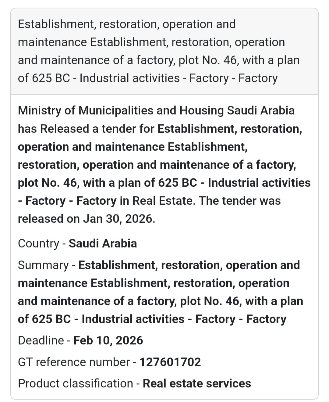 🏭 Industrial Factory – Plot No. 46 (Plan 625 BC)